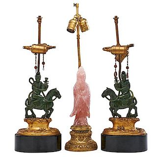 CHINESE HARDSTONE LAMPS