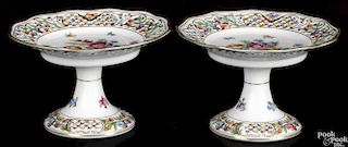 Pair of porcelain compotes, by Schumann, 4 3/4'' h., 7 1/2'' w.