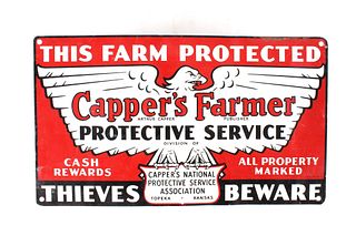 1940s Capper's Farmer Security Tin Lithograph Sign