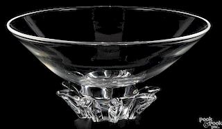 Steuben crystal centerpiece bowl, signed on base, 6 1/8'' h., 13'' dia.