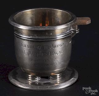 Jean Puiforcat silver trophy cup, inscribed Challenge De Jolimont 1er Jaques Lagae, 3'' h., 6.7 ozt
