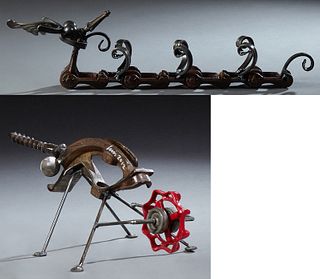 Luis Colemnares (1959-, New Orleans), "Bug" and "Caterpillar," 2012, two steel sculptures, Caterpillar- H.- 8 in., W.- 24 1/2 in., D...