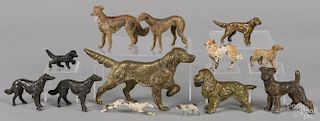 Thirteen painted metal dogs, tallest - 4''.