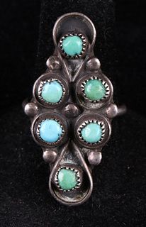 1920'S Navajo Old Pawn Silver & Turquoise Ring