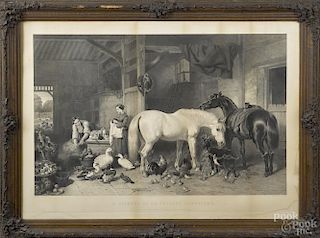 Engraving, after Herring, titled A Glimpse of an English Homestead, pub. 1854, 22'' x 34''.