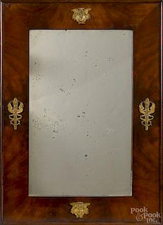 French mahogany and ormolu mounted mirror, 19th c., 22 1/2'' x 16''.