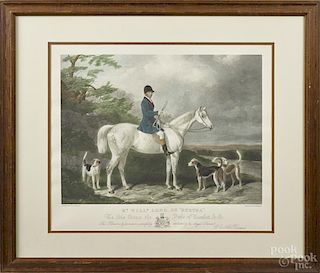 Color lithograph, after Barraud, of a horse and rider, titled Mr. Willm. Long on ''Bertha''