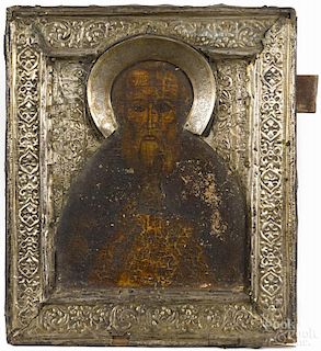 Russian oil on panel icon, 18th/19th c., 12 1/2'' x 10 1/2''.