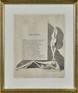 Engraving, by R. Edwards, after William Blake, titled Night the Second, pub. 1796, 16'' x 12 1/2''.