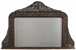 Anglo Indian carved padouk dresser mirror, mid 19th c., 31'' x 48''. Provenance: DeHoogh Gallery