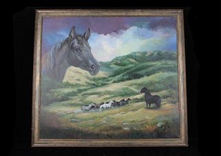 Original Carol Newbury Wild Horses Oil Painting
