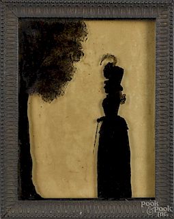 English reverse painted silhouette, early 19th c., by Rosenberg, with the original paper label verso