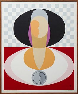Burt Evins Pringle (1929-, Florida), "Gypsy with Silver Necklace," 1972, oil on canvas, signed and dated lower right, titled verso,...