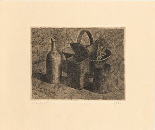 Giorgio Morandi (Bologna 1890-1964)  - Natura morta con il cestino del pane, 1921