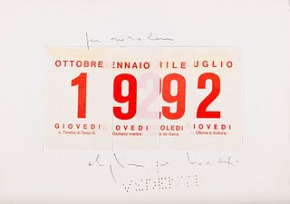 Alighiero Boetti (Torino 1940-Roma 1994)  - Calendario, 1992