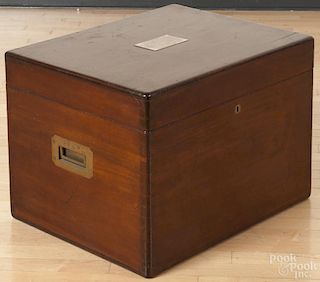English mahogany silver chest, 19th c., labeled Spink & Son, 18'' h., 25'' w., 19 1/2'' d.