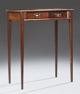American Federal Style Carved Oak Console Table, 20th c., the rectangular top over two frieze drawers, on square tapered legs, H.- 37..