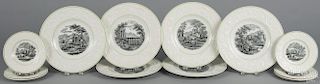 Twelve Wedgwood plates with transfer scenery, 19th c., 6 1/2'' dia. and 10 1/2'' dia.