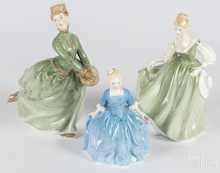Three Royal Daulton figures, to include Fair Lady, 7 1/4'' h., Grace, 7 3/4'' h. and A Child