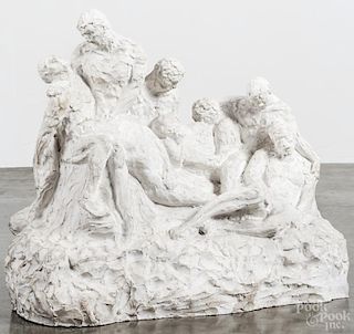 Agnes Yarnell (American 20th c.), plaster figural group, 19 1/2'' x 22''.