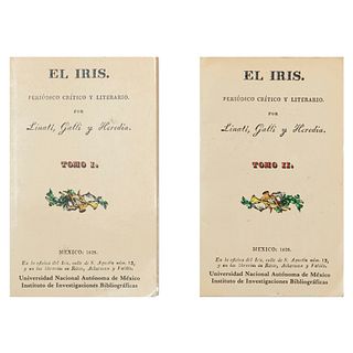 Linati, Galli y Heredia. El Iris. Periódico Crítico y Literario. México, 1986. 1era edición facsimilar. Edición de 1,000 ejemplares.