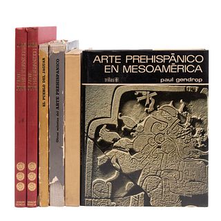 LOTE DE 6 LIBROS SOBRE ARTE PRECOLOMBINO Y MESOAMÉRICANO. Gendrop, Paul. Arte prehispánico en Mesoamérica. México; 1976, otros.
