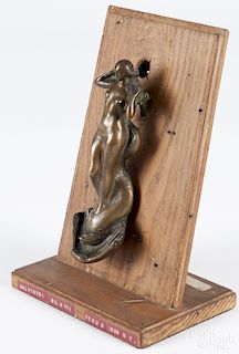 Salvatore Bilotti (American 1879-1953), bronze Venus sculptural doorknocker, dated 1929, 7'' h.