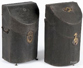 Pair of English shagreen covered knife boxes, 18th c., 13 1/2'' h., 8 1/4'' w.