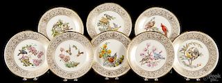 Set of eight Lenox plates with transfer bird decoration, after the originals by Edward Marshall Boehm