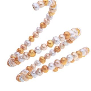 Pulsera con perlas de colores amarillo. dorado y blanco de 6 mm. Peso: 36.9 g.