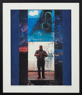 Ed Pramuk (Louisiana), "Bill's Blues for Alvin Batiste," 20th c., print, 13/50, pencil titled lower left margin, pencil numbered low...