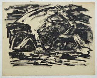 Lamar Dodd (1909-1996, Georgia), "Rocky Landscape," 1948, watercolor on paper, signed and dated l.r., verso with Certificate of Auth...