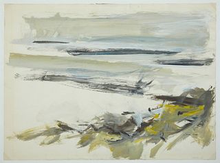 Lamar Dodd (1909-1996, Georgia), "Beach Landscape," 20th c., watercolor, signed l.r., verso with Certificate of Authenticity from An...