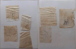George Valentine Dureau (1930-2014, New Orleans), "Seven Pencil Sketches," 20th c., unsigned, presented in a plastic sleeve, Varying...