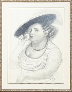 David Miretsky (1939-, Russian), "Portrait of a Lady," 1984, graphite on paper, signed and dated lower right, with a pencil dedicati...