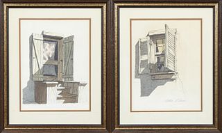 Martin Ahrens (1933-2011, New Orleans), "Box Step with Door Shutters," and "Louvered Window Shutters," 20th c., pair of watercolors,...