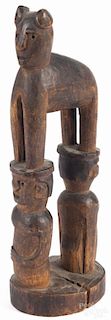 African carved figural group of the Tsonga people, Mozambique, 11 1/4'' h. Provenance: DeHoogh Gallery