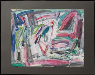 Patrick Boudon (1946- ), "Abstract," 1972, gouache, signed and dated lower left, presented in a black metal frame, H.- 23 3/4 in., W...