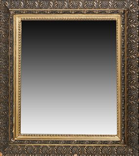 American Gilt Overmantle Mirror, late 19th c., the relief gilt floral and scroll cove molded frame around a rectangular plate, H.- 3...