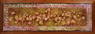 Miroslav Antic (1947- ), "Untitled Roses," 1992, oil on canvas, signed and dated verso, framed, H.- 24 in., W.- 78 in.