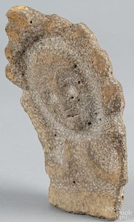 Early Southern Pacific carved stone figure, 10 3/4'' h. Provenance: DeHoogh Gallery, Philadelphia.