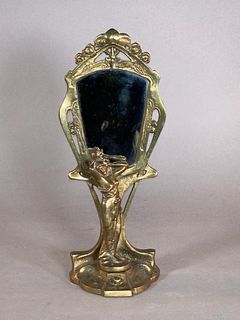Art Nouveau Style Brass Vanity Mirror