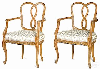 Pair of French carved and painted armchairs, early 20th c.