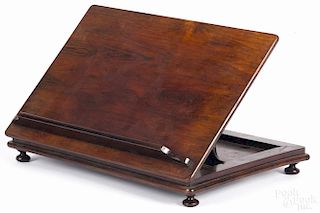 English rosewood tabletop reading stand, 19th c., 12 1/2'' w. Provenance: DeHoogh Gallery, Philadelphia