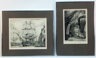 PR Signed Black and White Naval Etchings