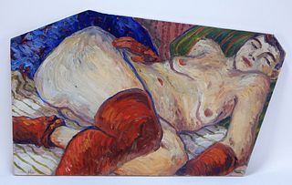 Post Impressionist Seductive Nude Shaped Painting
