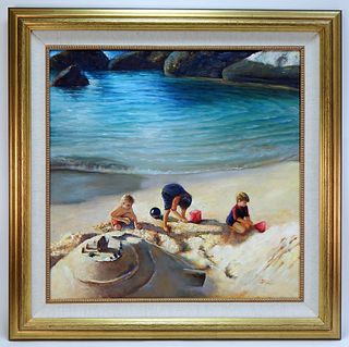 Modern Impressionist Beach Day Coastal Painting