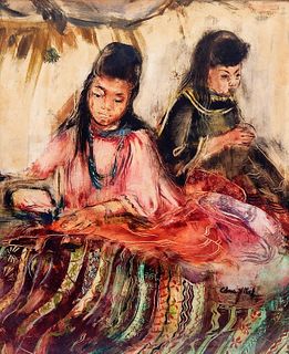 Edna Hibel Portrait Painting of Young Asian Girls