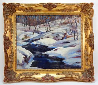 Edward Goldman Winter Landscape Painting