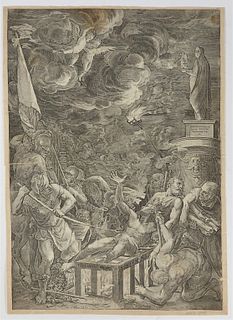 Cornelis Cort Martyrdom of St. Lawrence Engraving